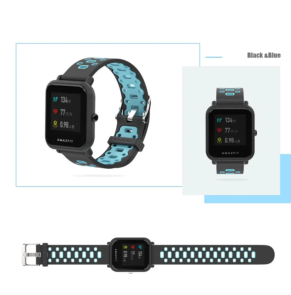 Спортивный силиконовый ремешок Mijobs 20 мм для Xiaomi Huami Amazfit Bip BIT Lite, Молодежные Смарт-часы, браслет, браслет