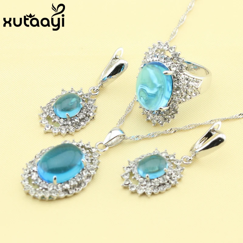 Женский модный комплект из колье серёг и браслета стерлингового серебра |