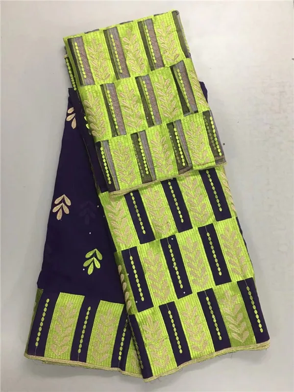 Базен кружевной ткани 5 ярдов хлопка кружева + 2 тюль бисером африканских ткани!