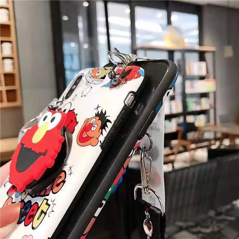 Милый мультяшный Единорог Улица Сезам ремешок чехол для iphone 6 6S 7 8 plus X XS XR Max стенд держатель мягкий IMD телефон couqe