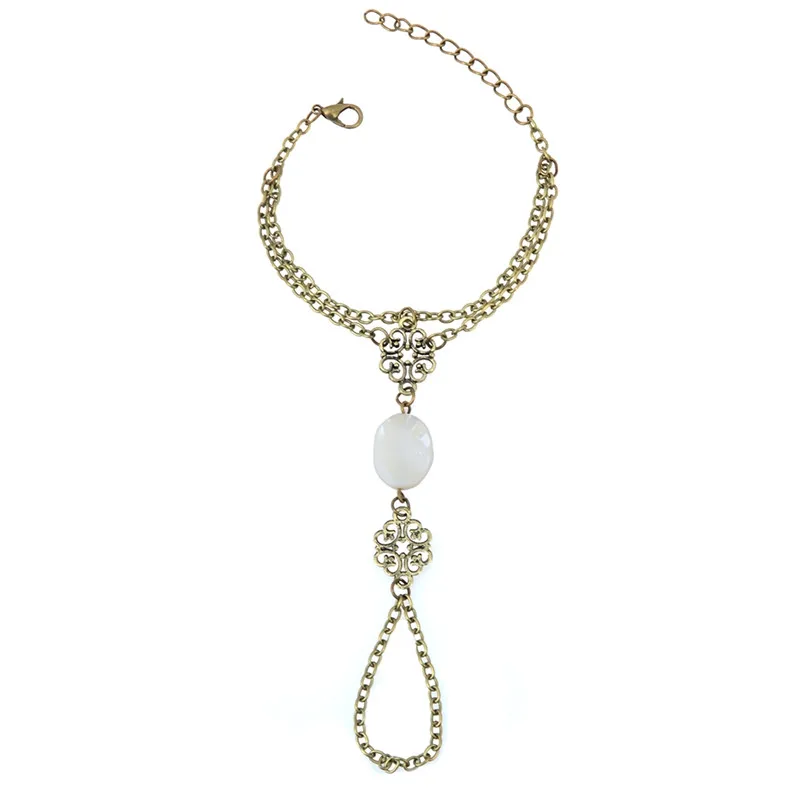PINKSEE Vintage Hollow Flower Shell Charm Slave Bracelet Finger Chain Hand Harness Women Fashion Jewelry | Украшения и аксессуары