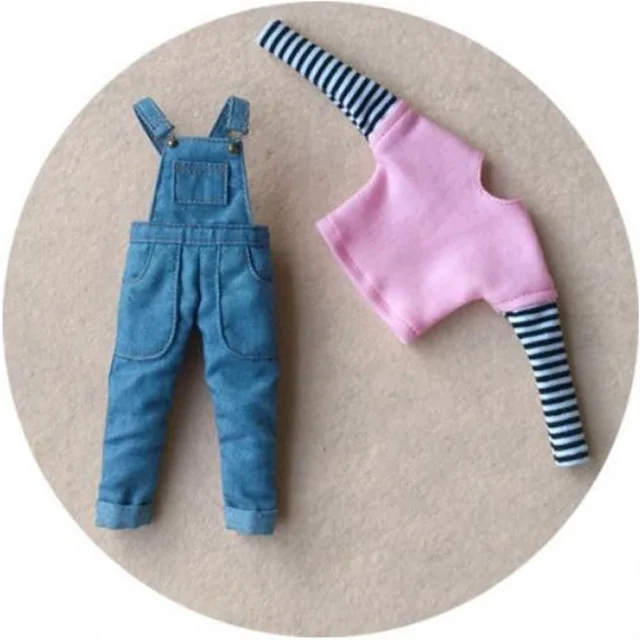 pant and Tshirt3 Кукла Blyth одежда футболка с длинными рукавами/комбинезон штаны для Pullip OB24 azone ob22 Blyth джинсы для Barbi 1/6 аксессуары для кукол - Цвет: pant and Tshirt3