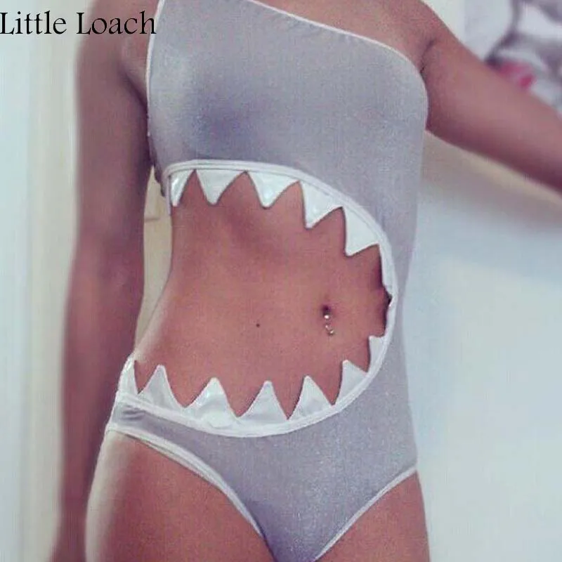 Забавный сексуальный купальник женский монокини с вырезом в виде акулы цельный