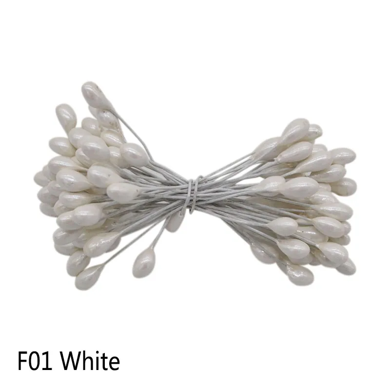 F01 50 шт./лот, 5 мм, Двойные головки, мини жемчужные цветы, Stamen Pistil, свадебные украшения, скрапбукинг, сделай сам, искусственные цветы, аксессуары - Цвет: F01