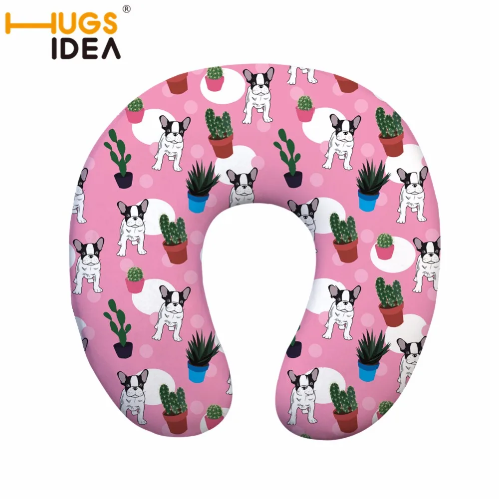 Дорожная подушка HUGSIDEA с принтом кактуса мягкая здоровая Шейная из пены эффектом