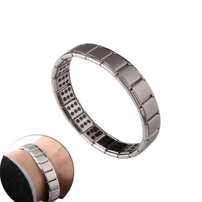 

Fashion Stainless Steel Watchband Men Charm Bracelet Punk Jewelry Magnet Germanium Health Titanium Steel Bracelet & Bangles