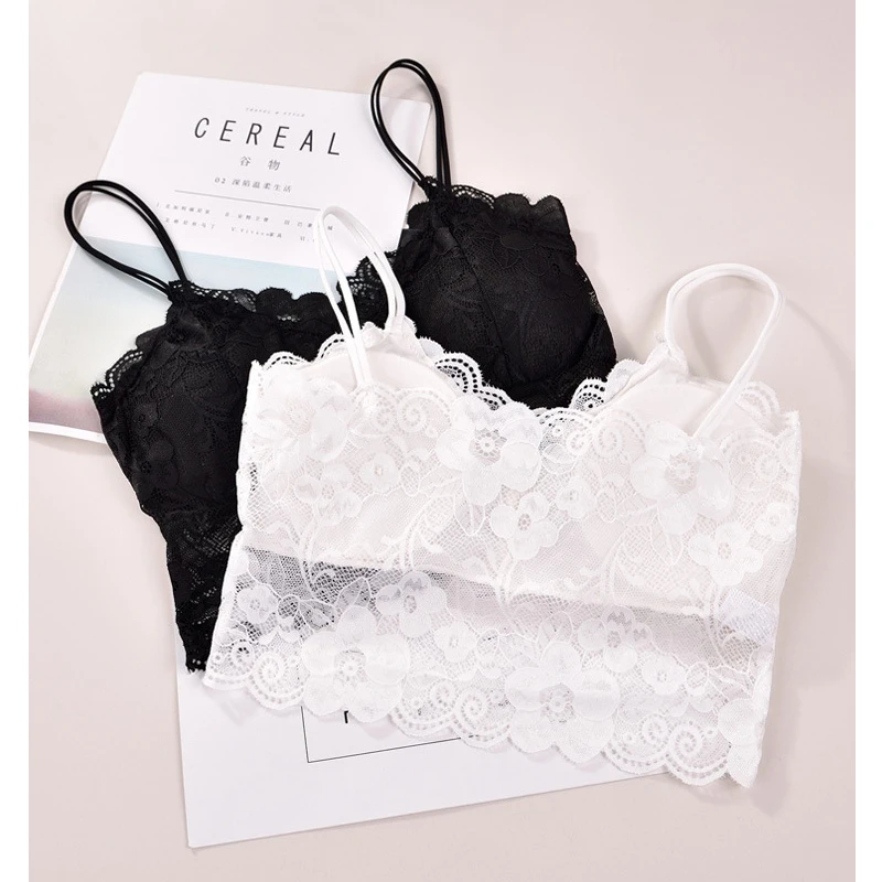 Пикантные Для женщин два Ремни крючком кружевной бюстгальтер с цветочным