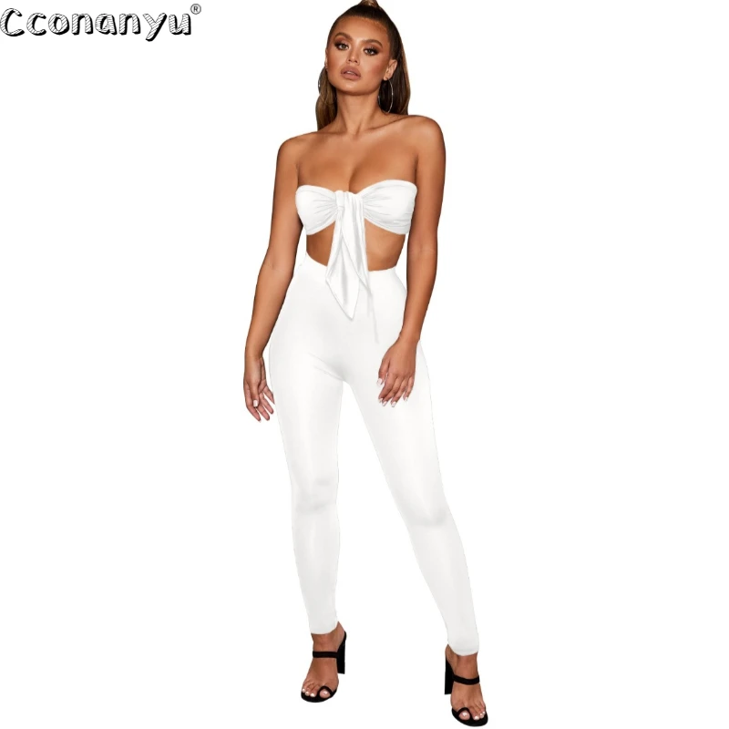 Женский комплект из 2 предметов брюки летний сексуальный однотонный топ на