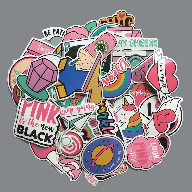 Фото 60Pcs/Pack PVC Waterproof Pink Girls Fun Lovely Stickers Toys Luggage Sticker For Moto Car & Suitcase Cool Fashion Laptop Decals Игрушки 60Pcs/Pack PVC Waterproof Pink Girls Fun Lovely Stickers Toys Luggage Sticker For Moto Car & Suitcase Cool Fashion Laptop Decals Игрушки
