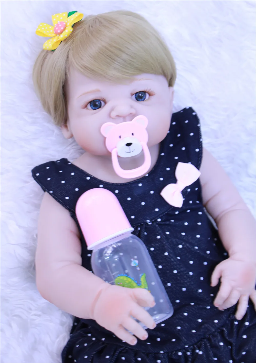 22 &quot55 см 100% полное тело силиконовый Возрожденный младенец принцесса bebe