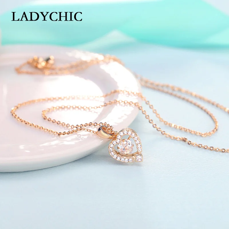 LADYCHIC высокое качество австрийский кристалл золотой цвет сердце ожерелье
