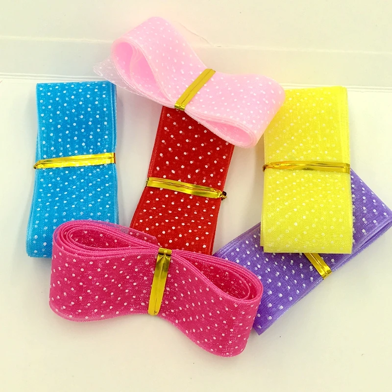 Лента из органзы в горошек для ярдов/партия 6 упаковки и банта 1 дюйм 25 мм | Дом сад