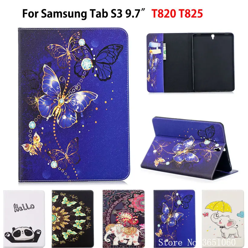 Модный чехол с бабочкой для Samsung Galaxy Tab S3 9 7 T820 T825 SM Smart Cover Funda Tablet Silicon PU Leather Stand