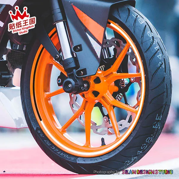 B 20 pics Для ktm duke 125 250 690 790 1290 RC200 RC390 RC8 мотоцикл 2 цвета наклейки для колес светоотражающий обод наклейки Водонепроницаемый - Color: B 20 pics