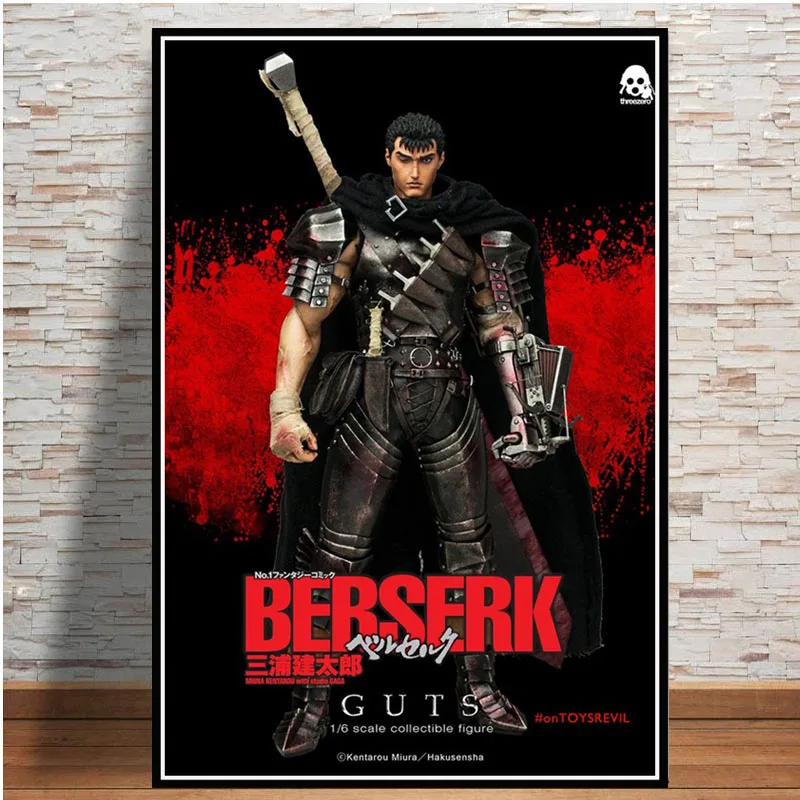 Горячая красный Berserk Япония аниме мультфильм комиксы плакат и принты стены искусства холст живопись настенные картины для гостиной домашний декор - Цвет: Зеленый