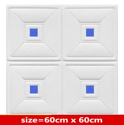 white and dark blue Самоклеящиеся обои 3d стерео наклейки на стену для гостиной, спальни, телевизора, водостойкие европейские наклейки из пены - Цвет: white and dark blue