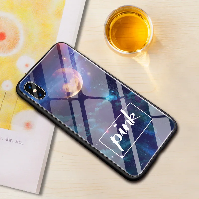 2 в 1 предмет лучей из ТПУ + Стекло планета чехол для iphone 8 закаленное телефона Apple