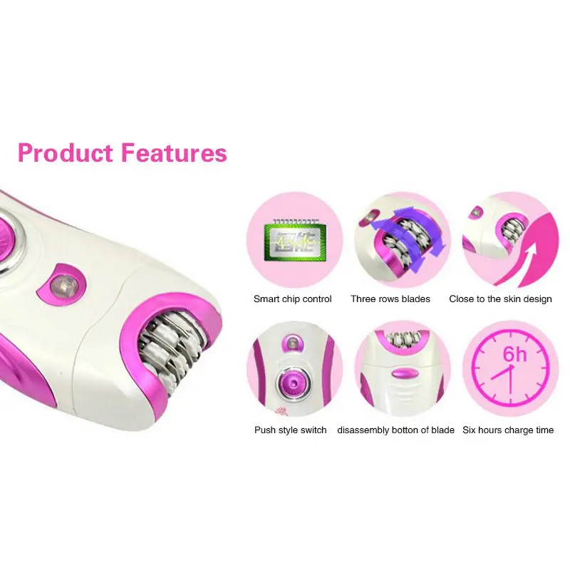 Kemei Lady 6 в 1 Многофункциональный Эпилятор инструмент для чистки лица