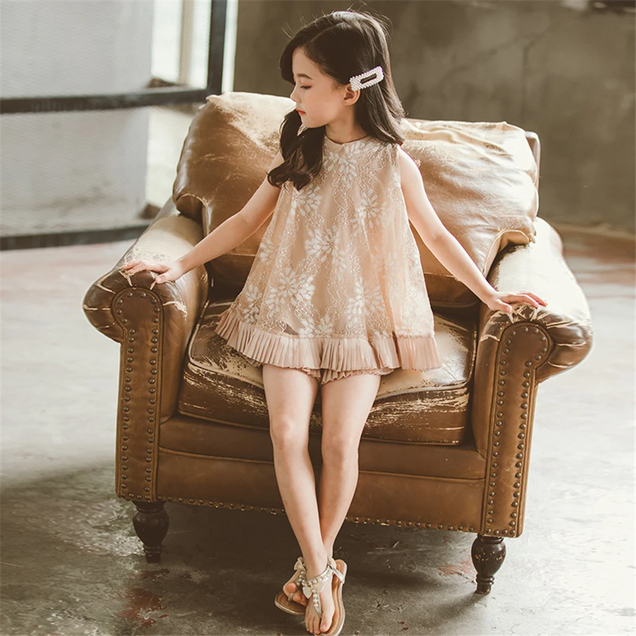 Платье принцессы элегантный кружевной комплект из 2 предметов футболка без