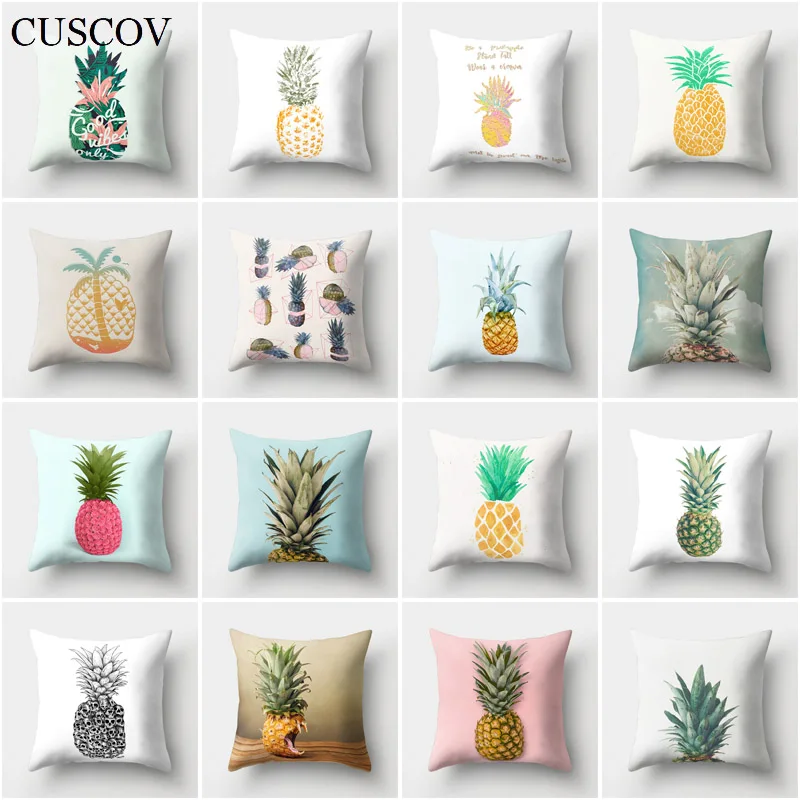 

CUSCOV fruit geometry sofa cushion cover creative pineapple polyester wedding decoration pillow case car seat pillow cover gift
