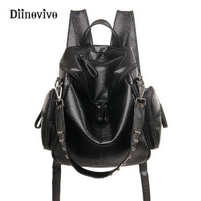 DIINOVIVO простой женский рюкзак 3 способа искусственная кожа моющаяся школьная