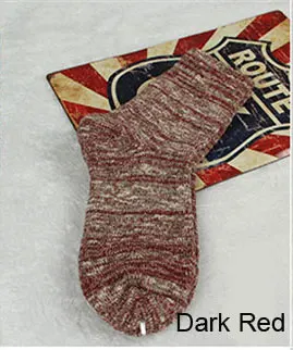 Dark Red Мужские теплые носки, хлопковые толстые модные мягкие зимние носки, дизайн, удобные дезодорирующие мужские плотные зимние теплые чулки - Цвет: Dark Red