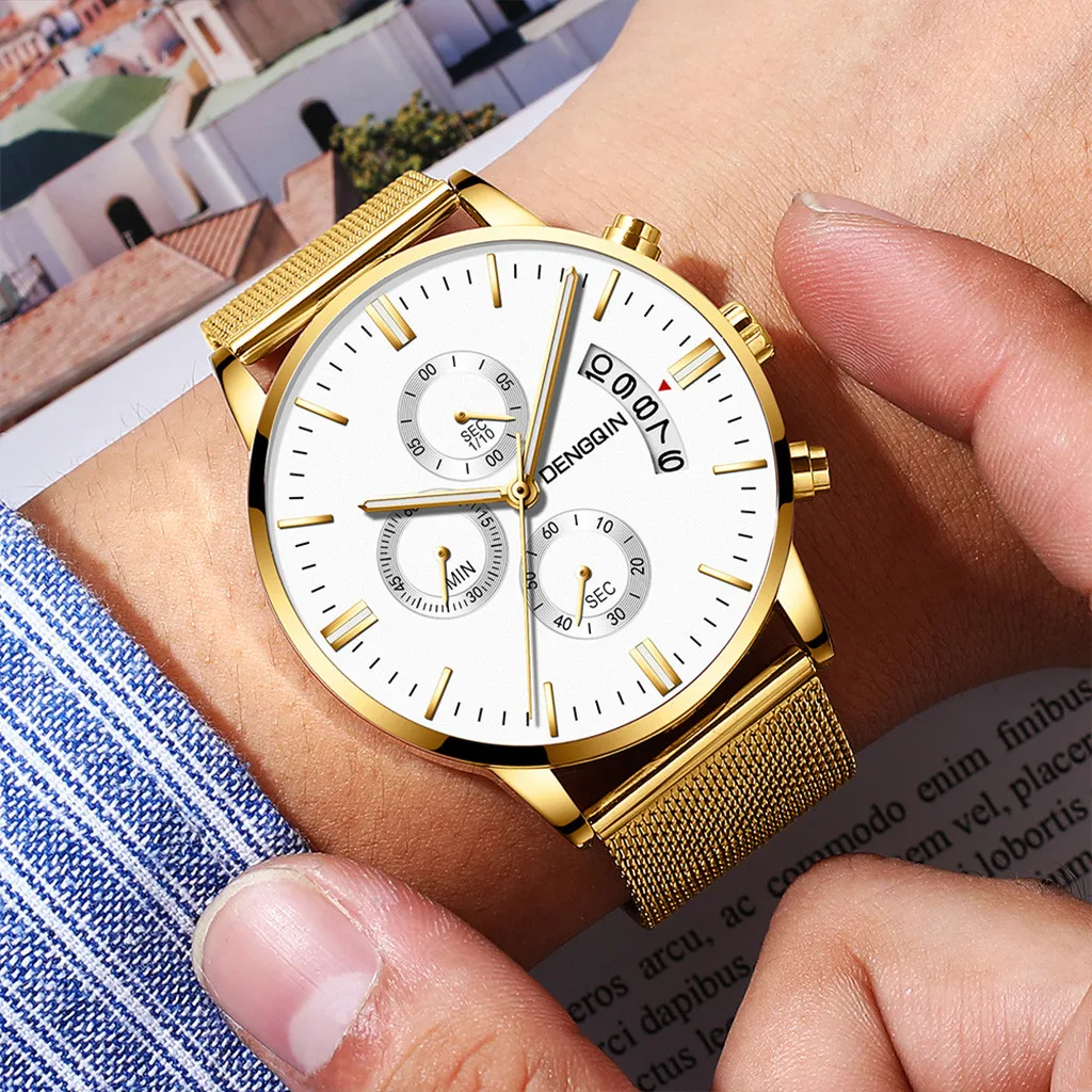 Роскошные часы кварцевые нержавеющая сталь циферблат повседневный браслет