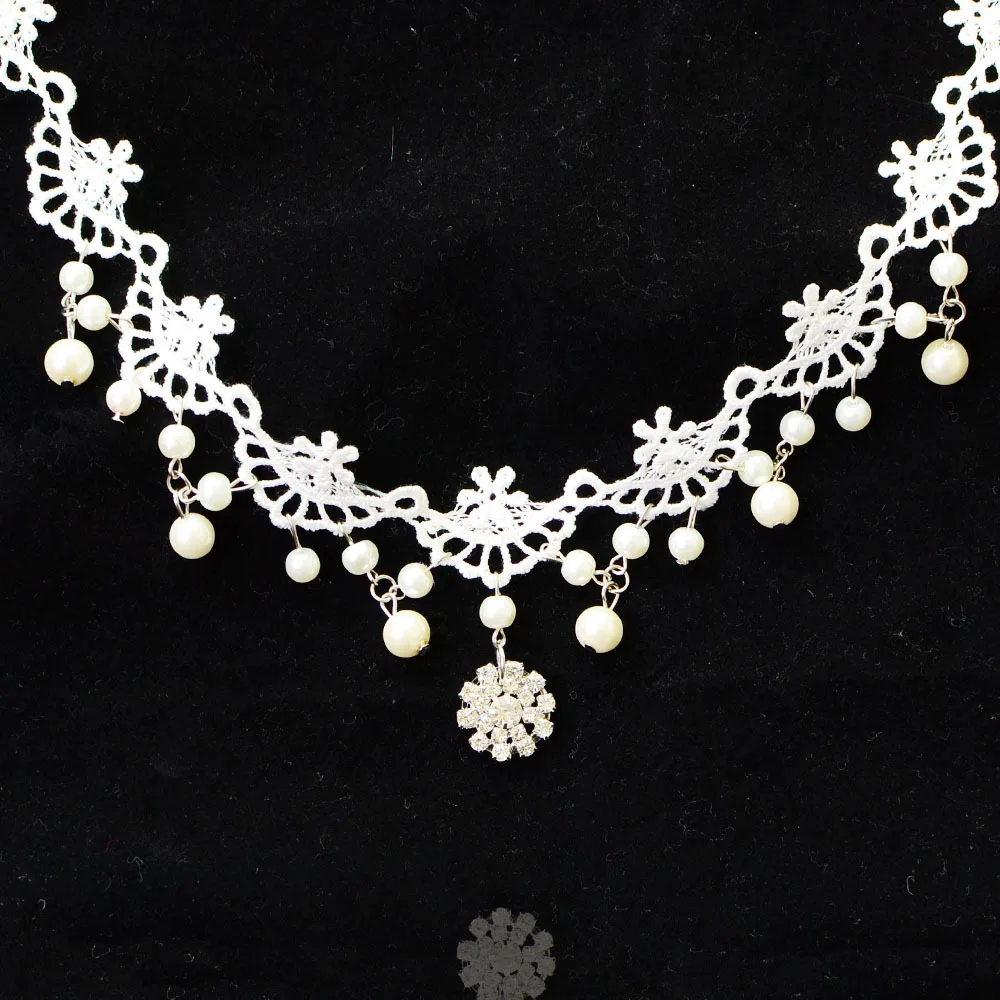 2019 New Boho Women white lace chocker Chain crystal Necklace collana Kolye Bijoux Collares Mujer gargantilha Collier wedding | Украшения и