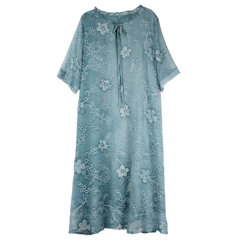 Женское шифоновое платье большого размера mm2019 свободное с вышивкой поколение 7335