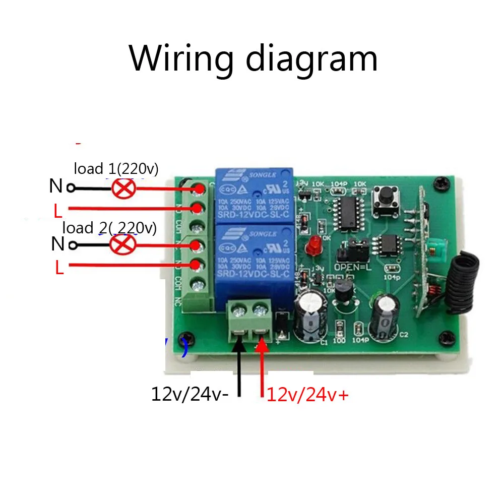 DC12V/24 V 2 канала Беспроводной переключатель приемник-1 шт.)+ 1/2/3 передатчик пульта дистанционного Управление