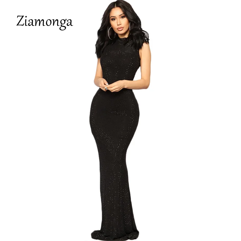 Ziamonga 2019 Vestidos Сексуальная блестками без рукавов трубы высокое средства ухода за