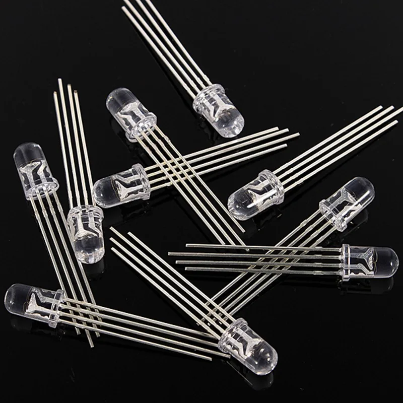 Оптовая цена 10 шт. 5 мм RGB LED общий катод 4 Pin трехцветные излучающие диоды