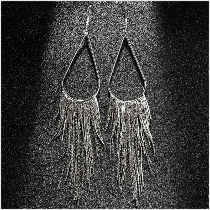 SHEEGIOR Boho длинные сережки для женщин Bijoux Femme милые золотые серебряные черные кисточки большая капля воды серьги-кольца, модные ювелирные украшения