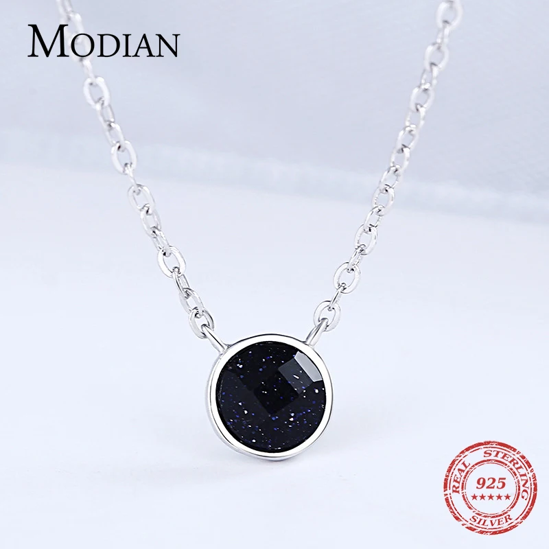 MODIAN, чистое 925 пробы, серебряное, Галактическое, нутурное, черное, круглая форма, цепочка, колье, ожерелье для женщин, роскошное, массивное ювелирное изделие