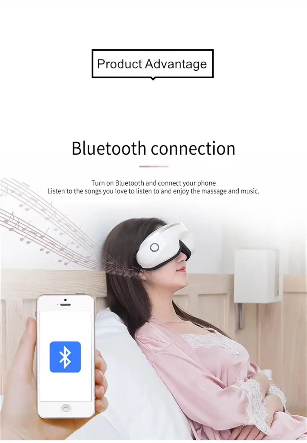 Bluetooth Wireless Eye Massager Air Compression Massage with Music Smart Heated Goggles Anti Wrinkles Care | Красота и здоровье