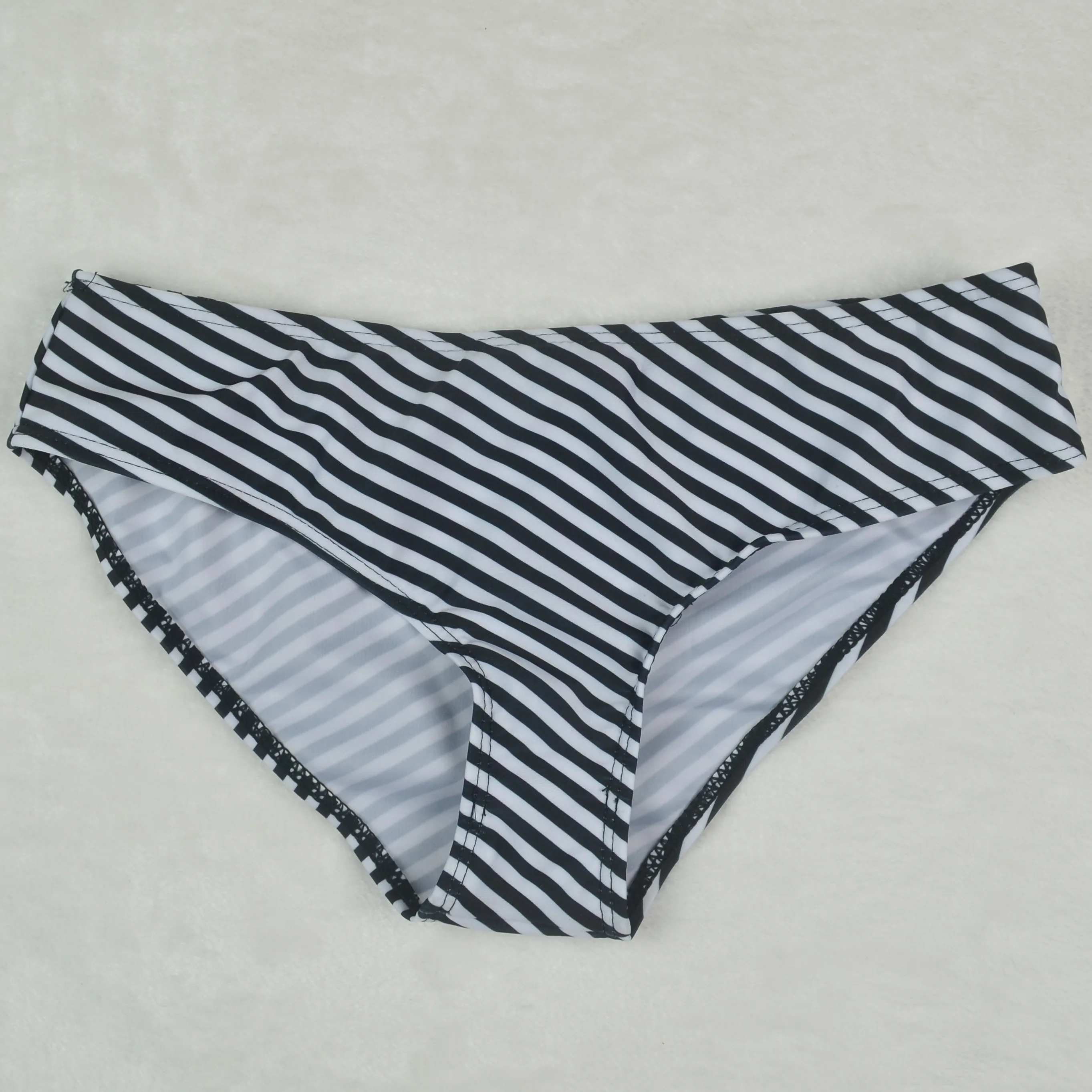 Hot Selling Sexy Women Striped Print Tube Top Split Swimsuit Bow Set Bikini High Waist Two Piece Swimwear |