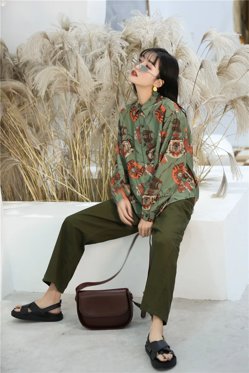Baroque Vintage lazy green French girl's shirt heart mache jacket Woman Lady T64 |