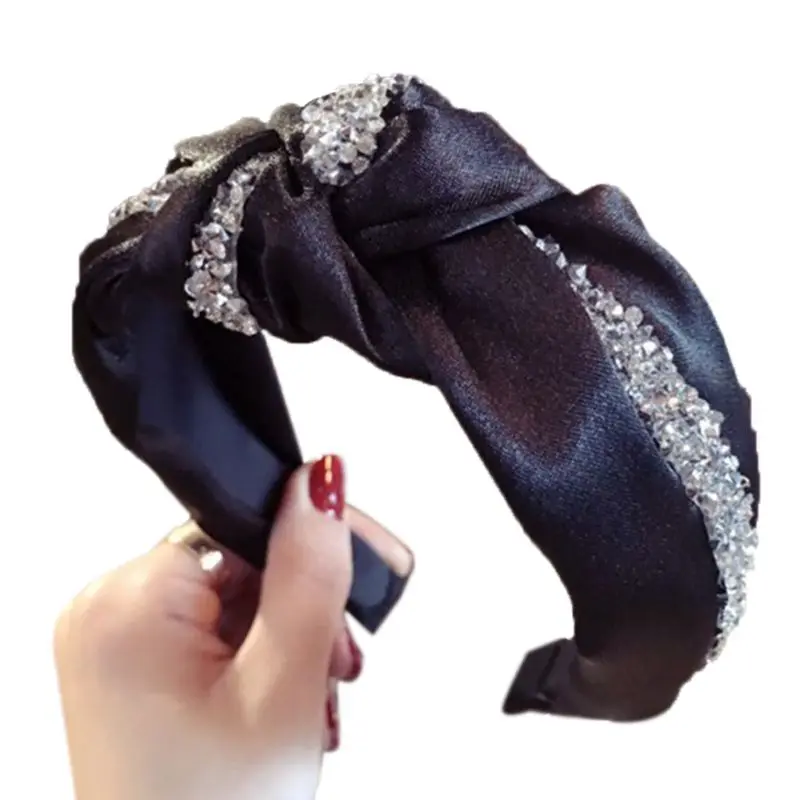 Корейский Бутик Блестящие Стразы Украшенные повязки на голову Женский крученый