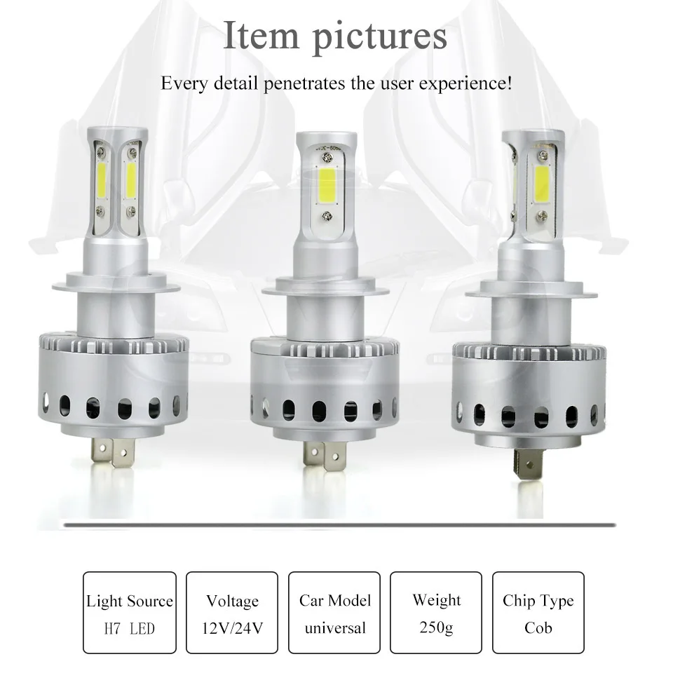 ANMINGPU лампы для фар 6500K COB светодиодный H7 Universal Lamp Led 12000LM 90W 12V 24V LED Автомобильные