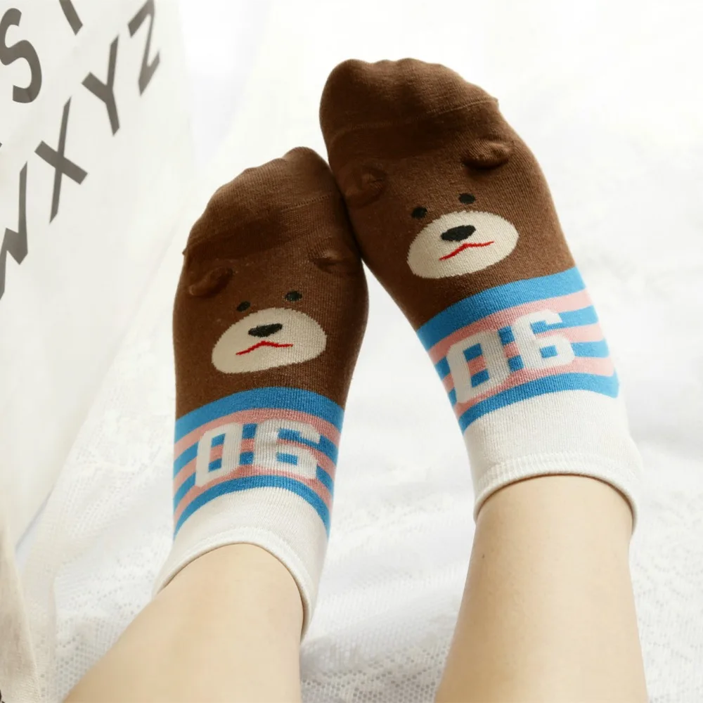 Женские хлопковые носки с милым мультипликационным принтом брендовые