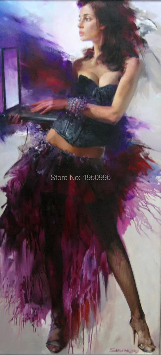 purple handmade oil painting sexy flamenco dancer dancing girl sex images pictures for decor bedroom | Дом и сад