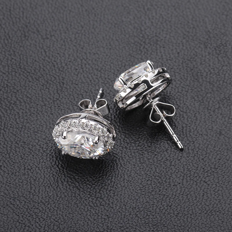 1 0 CT EF цветные прозрачные овальные серьги гвоздики с бриллиантами Moissanite 18 k белое