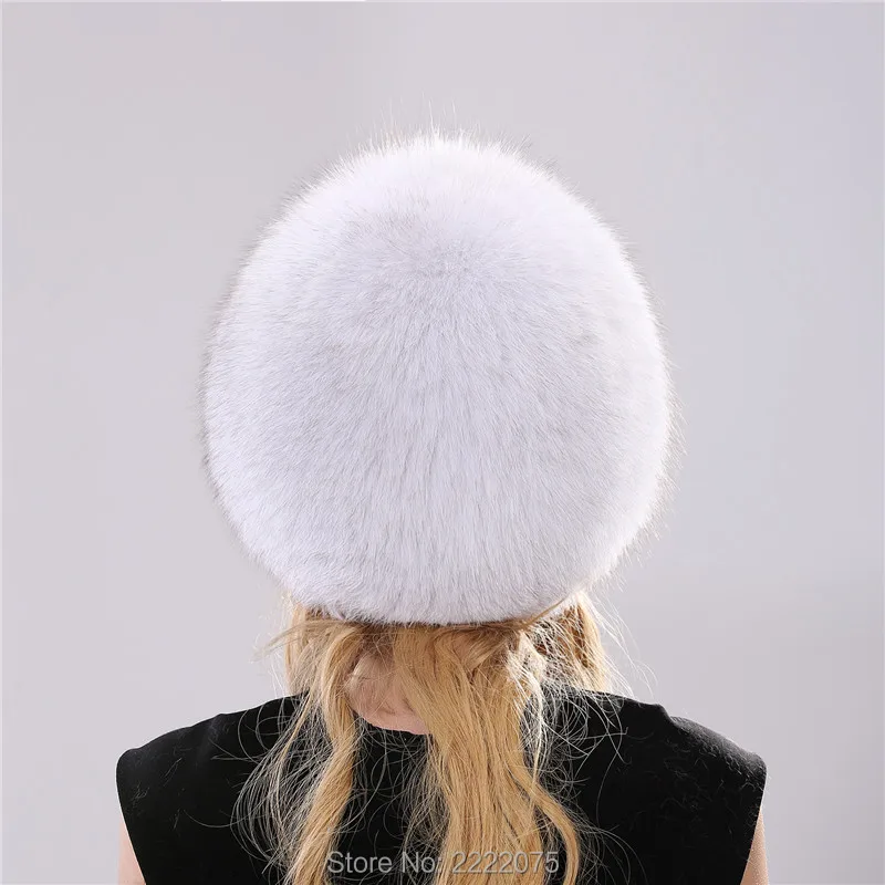 

Fur hat fox hair vertical bar sewn hat winter warm stretch hat