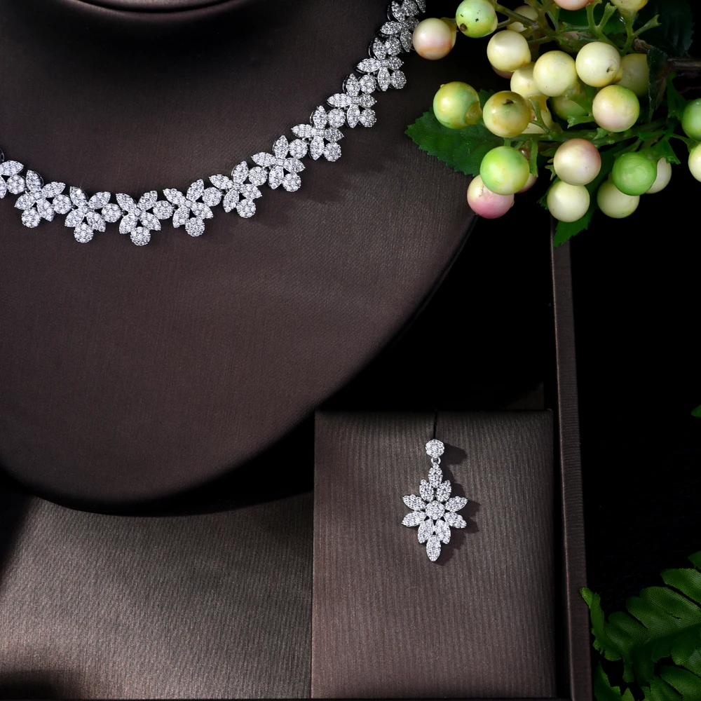 HIBRIDE Новый Дизайн Сверкающих Листьев Ювелирные наборы с высококачественным AAA