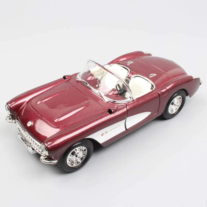1:24 Масштаб дорожный знак винтаж 1957 Chevrolet Corvette Chevy Vette Sting Ray Diecasts& автомобили-модельная игрушка хобби Металл Мальчики