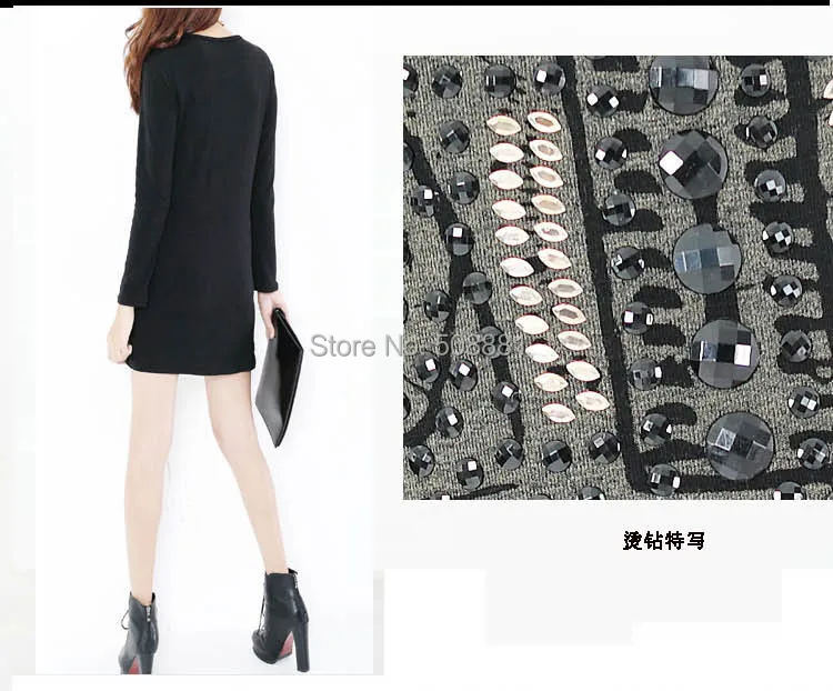 Платье свободного покроя винтажный длинный рукав женщины хлопок Sequine тотем принт