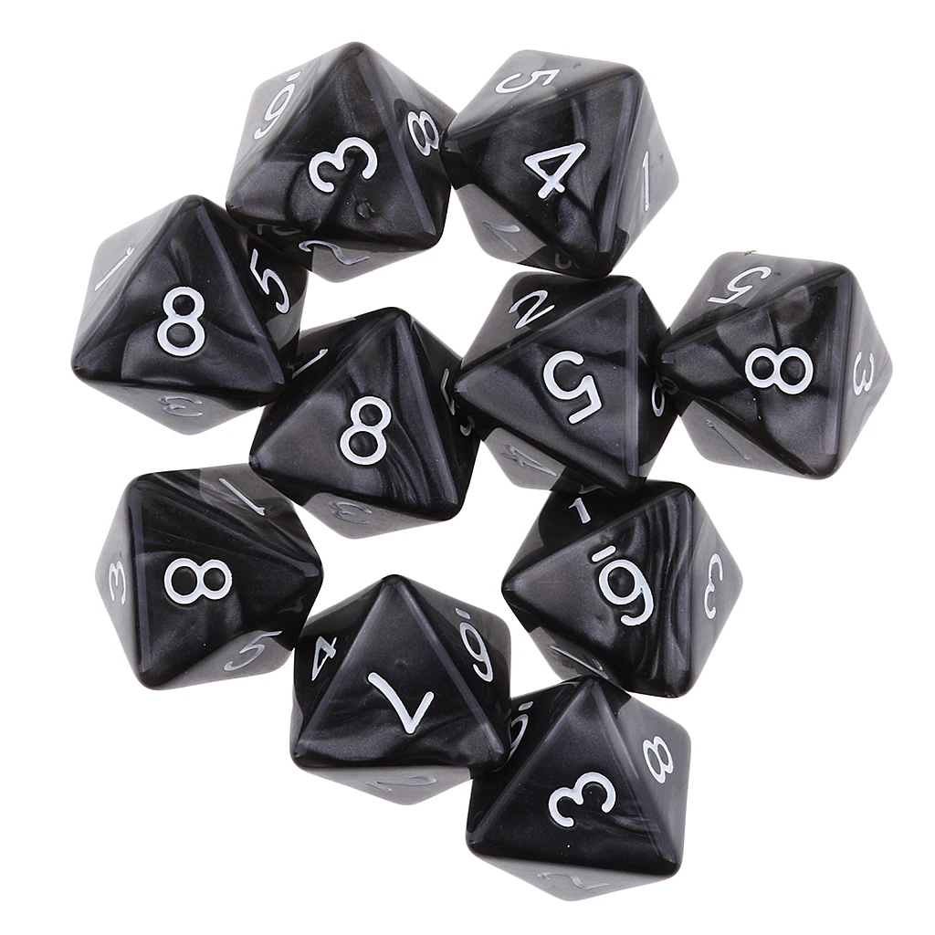 10pcs 8 Sided Plastic Polyhedral Dice Set Numeral Dices Table Board Game Accessories for Dungeons &amp Dragons | Спорт и развлечения