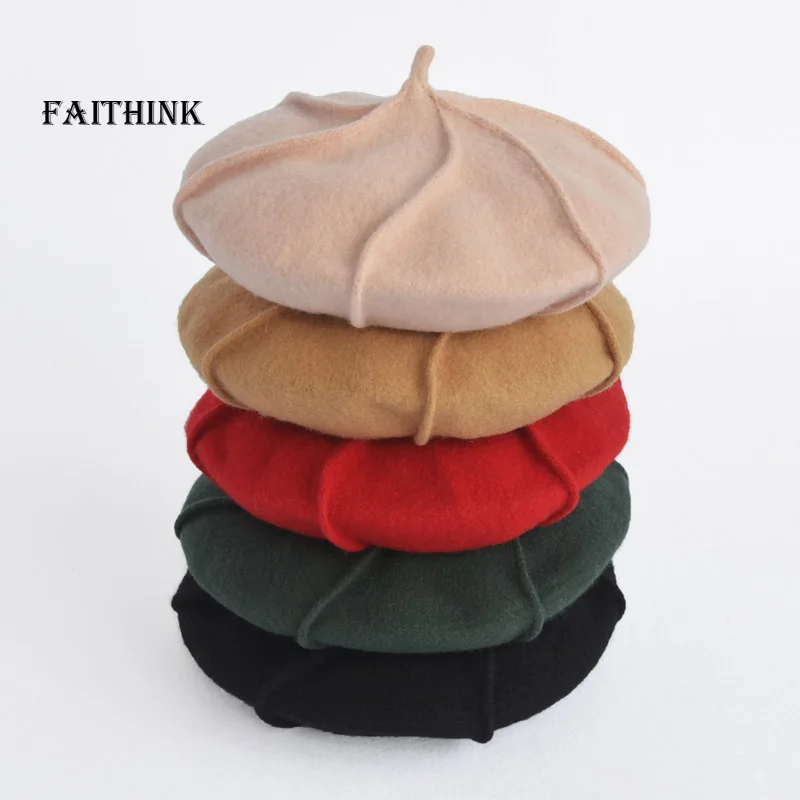 2017 новая женская 100% шерсть Тыква художник шапка берет весна осень зима Bonia