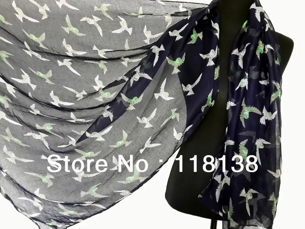 Модный шарф шаль с принтом птицы большой для женщин на весну и зиму бесплатная