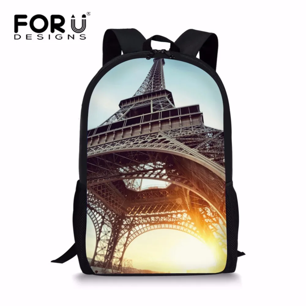 

FORUDESIGNS Fancy Eiffel Tower Print School Bag for Grade Student Girls Kids Schoolbag Junior Backpack Children Bookbag Mochila